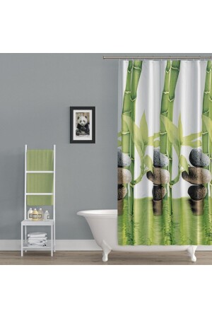 Polyester Kumaş Bamboo Desen Banyo Perdesi Bamboo180x180 - 6