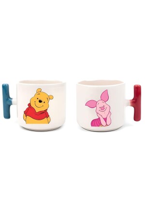 Pooh & Piglet Baskılı Sevgili Çift Kupa Renkli T Kulplu - 2