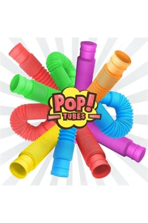 Pop Tube Eğitici Uzayıp Kısalan Borular Stres Giderici Renkli Birleştirme Oyunu 7 Li Set - 10