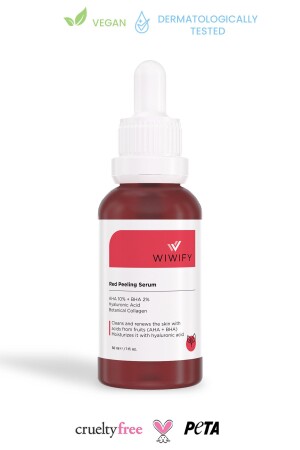 Porenstraffendes Anti-Akne-erneuerndes pflanzliches Kollagen-Peeling-Serum (aha10 % + Bha2 %) 30 ml ROTES PEELING-SERUM - 3