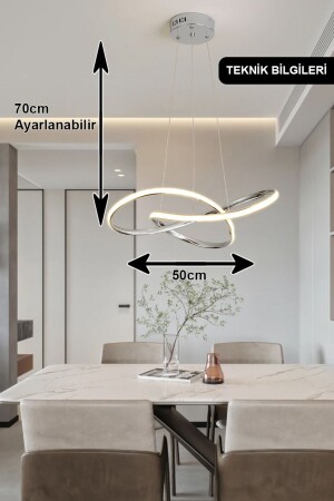 Porto Modell Chrom Pendelleuchte 3 Farben Dimmergesteuert Wohnzimmer Küche Wohnzimmer Schlafzimmer Moderner LED-Kronleuchter - 5