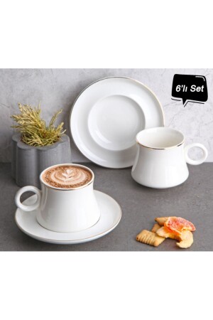 Porzellan-Tee-Nescafe-Tassen-Set für 6 Personen - 2