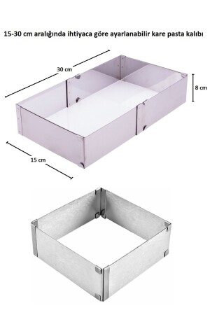 Praktische, verstellbare, luxuriöse, quadratische, verstellbare Kuchenform aus Edelstahl MA3005 - 4