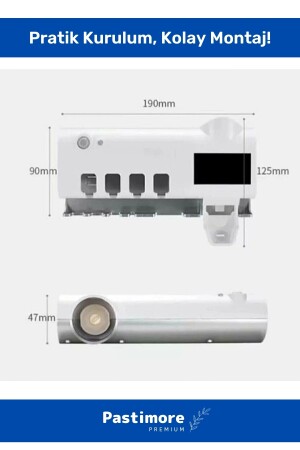 Praktischer, über USB wiederaufladbarer und solarbetriebener automatischer Zahnpasta-Ausdrücker, 4-teiliger Zahnbürstenhalter, zerlegbar, einfache Installation, Sterilisationsset - 6