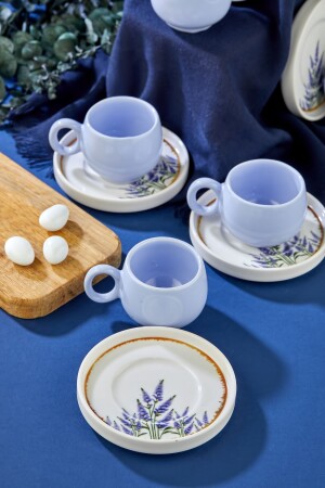 Pralles, vergoldetes Lavendelmuster, 12-teiliges Luxus-Kaffeetassen-Set aus Keramik für 6 Personen, Kaffeetassen-Set - 2