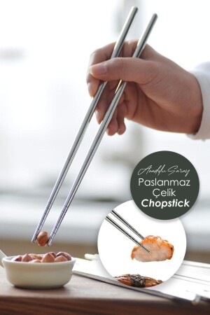 Pratik 1 Çift Metal Paslanmaz Çelik Kore Çin Chopsticks Yemek Çubuğu Metal Çelik Chopstick - 2