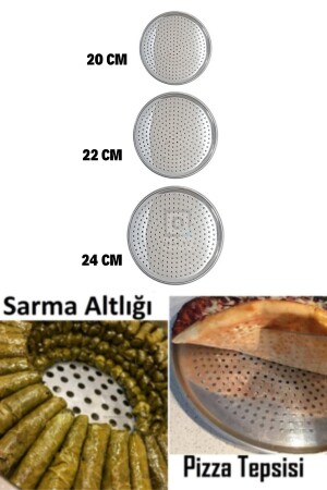 Pratik Lüx Paslanmaz Çelik Pizza Pişirme Altlığı 3 Lü Tepsi Seti 20-22-24 cm Master Chef Pizza Qniay-Chef3lüset - 6