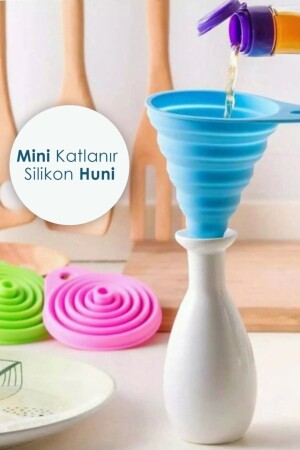 Pratik Mini Silikon Katlanır Huni Akordeon Huni Katlanır - 1 Adet - 3