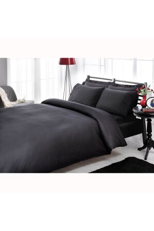 Premium Basic Doppelbett-Bettbezug-Set, gestreift, Schwarz, PRA-3552147-9354 - 2