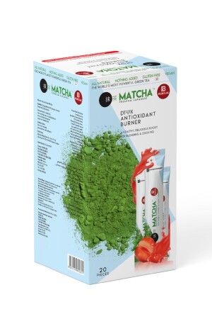 Premium japanischer Detox-Brenner mit Erdbeergeschmack in Form von Matcha-Tee, 1 Box - 6