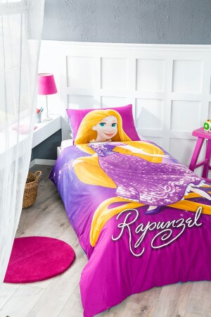 Princess Cindirella - Rapunzel Tek Kişilik Disney Lisanslı Çocuk Nevresim Takımı Mavi Çift T CİNDERELLA - 2