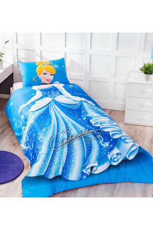 Prinzessin Aschenputtel – Rapunzel Einzelbettbezug-Set für Kinder, lizenziert von Disney, Blau, Doppelbett, CİNDERELLA - 5