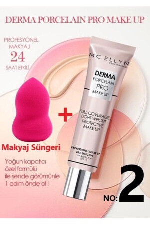 Pro Makeup Waterproof Spf15 Derma Porselen Kapatıcı Fondöten - Makyaj Süngeri - 2