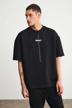 Project Herren-T-Shirt in Oversize-Passform aus dickem, strukturiertem Stoff in Schwarz - 1