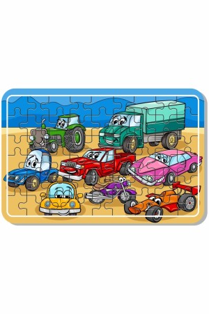 Puz1708 Müllwagen, Feuerwehrauto und Fahrzeuge, 54-teiliges 4-teiliges Holzpuzzle-Set - 6