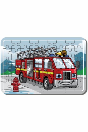 Puz1708 Müllwagen, Feuerwehrauto und Fahrzeuge, 54-teiliges 4-teiliges Holzpuzzle-Set - 7