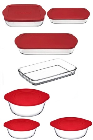 Pyrex-Set mit rotem Deckel, 7-teilig, 59000642356 - 2