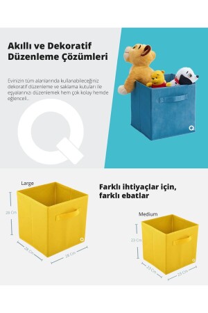 Q1 Large Çok Amaçlı Dolap İçi Düzenleyici Kutu Dekoratif Saklama Kutusu Raf Organizer Sarı - 8