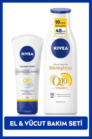 Q10 Ve C Vitamini Sıkılaştırıcı Vücut Losyonu 250ml Ve Yaşlanma Karşıtı El Kremi 75ml - 1