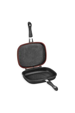 Quadratische Doppel-Grillpfanne, 34 cm, quadratische doppelseitige Pfanne, 2 Stück, Schwarz - 3