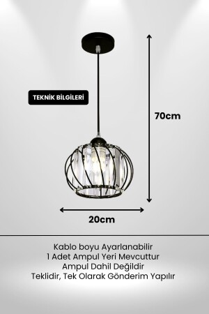 Quattro Model Siyah Renk Kaplama Metal Kristal Taşlı Salon Oturma Odası Tavan Sarkıt Avize - 4