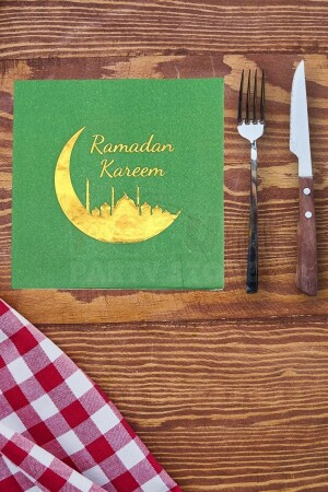 Ramadan Kareem Gold Yaldızlı Peçete 16lı 16x16 Cm Altın Varaklı Ramazan Bayram Temalı Dini Süsü - 2