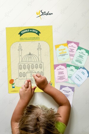 Ramadan-Monats-Puzzle-Set, 16 Gebetskarten – 5 verschiedene Lernpuzzles – Schreiben, Löschen, Tafelstift mit Geschenk - 8