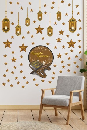 Ramadan-Thema – Willkommens-Ramadan-Wand-Glasaufkleber-Set, 60 x 65 - 1