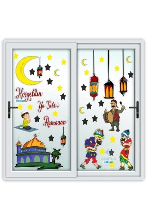 Ramazan Ayı Temalı Cam Duvar Süsleri Hoşgeldin Ramazan Sticker Seti 100x30 Cm - 1