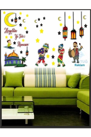 Ramazan Ayı Temalı Cam Duvar Süsleri Hoşgeldin Ramazan Sticker Seti 100x30 Cm - 4