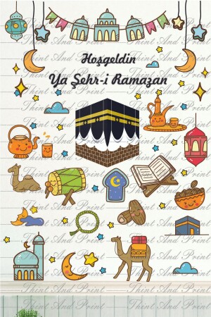 Ramazan Ayı Temalı Süsleme, Kabe Ve Ramazan Figürleri Cam Duvar Sticker Seti r3 - 2