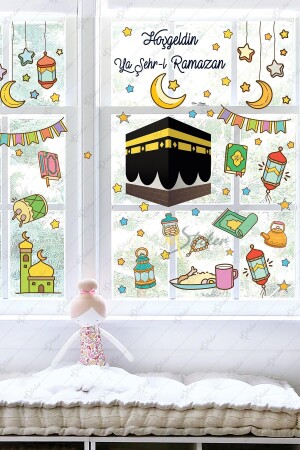 Ramazan Ayı Temalı Süsleme- Kabe Ve Ramazan Figürleri Cam Duvar Sticker Seti R5 - 4