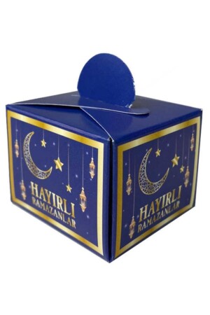 Ramazan Küp Lokumluk Hayırlı Ramazanlar Baskılı Lacivert 25 li 4.5x5.5 cm - 1