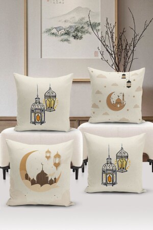 Ramazan Serisi Çift Tarafı Dijital Baskılı 4'lü Kırlent Kılıfı Seti (Ramadan Cushion Cover Set) - 1