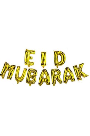 Ramazan Temalı Eid Mubarak Yazılabilen Folyo Balon 35 Cm 10 Harf Altın Renk - 2