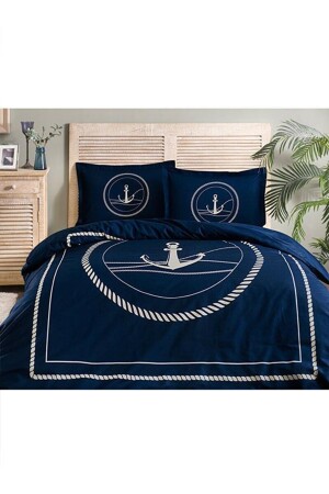 Ranforce Bettbezug-Set für Einzelbett, Ancro, Marineblau, ST23206 - 4