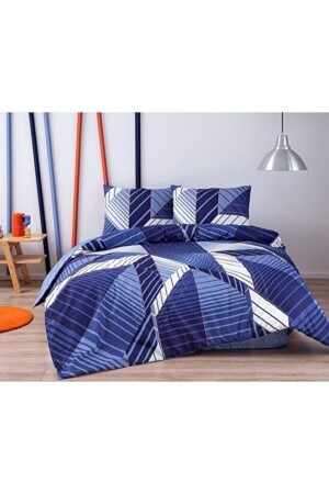 Ranforce Young Fashion Bettwäsche-Set für Doppelbett, Silva, Marineblau, mit elastischem Laken 05 - 1