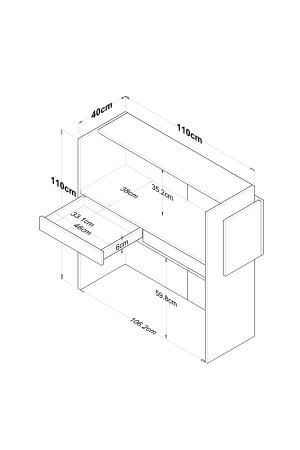 Rani MA102 Willkommenstheke, LED-beleuchtete Schubladentheke, Weiß – Marmormuster 2929 - 4