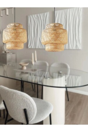 Rattan 30 cm Avize Bambu-İskandinav-Bohem-Modern Aydınlatma - 8