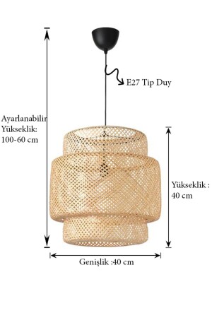 Rattan 40 cm schwarzer Sanitär-Kronleuchter Bambus-skandinavisch-böhmische-moderne Beleuchtung - 6