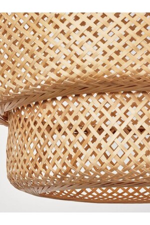 Rattan 40 cm Siyah Tesisatlı Avize Bambu-İskandinav-Bohem-Modern Aydınlatma - 5