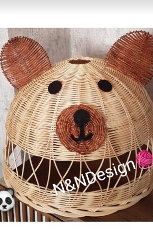 Rattan Bambu Çocuk Odası Avize Ayı Figürlü Panda Kulaklı Avize Ayı01 - 2