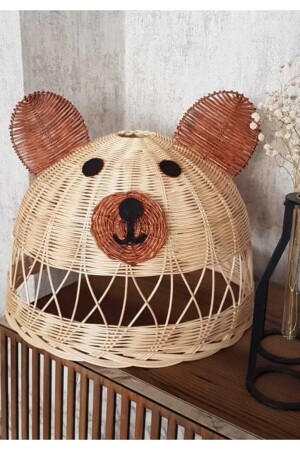 Rattan Bambu Çocuk Odası Avize Ayı Figürlü Panda Kulaklı Avize Ayı01 - 5