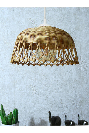 Rattan Bambu Hasır Sarkıt Avize Çap: 35 Cm Yükseklik: 20 Cm bel078 - 4