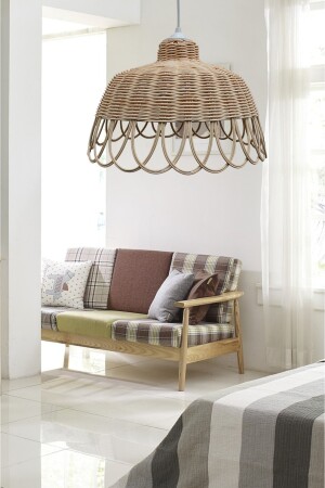 Rattan, Bambu, Hasır Sarkıt Avize Çap: 35 Cm Yükseklik: 22 Cm bel043 - 6