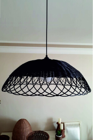 Rattan, Bambu, Hasır Sarkıt Avize Siyah Çap: 50 Cm turat3dsser54 - 5