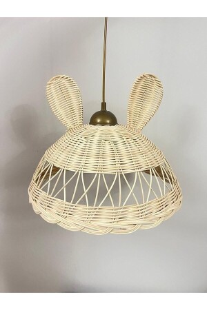 Rattan-Kronleuchter, Bambusgeflecht, dekorativer Hasenohr-Kronleuchter, 35 cm - 2