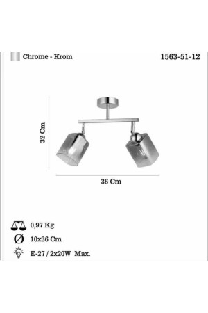 Rayo 2 Lı Krom Plafonyer 2xe27 HT467 - 4