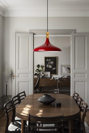 Red Champion Einzel-Kronleuchter mit Holzperlen, Hängelampe, Wohnzimmer, Küche, Boutique-Lampe, Beleuchtung, Kronleuchter BMM2066WM2 - 4