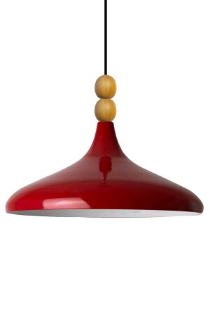 Red Champion Einzel-Kronleuchter mit Holzperlen, Hängelampe, Wohnzimmer, Küche, Boutique-Lampe, Beleuchtung, Kronleuchter BMM2066WM2 - 6